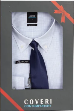 Camicia a quadri button down con cravatta in scatola regalo
