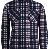 Camicia a quadri in pile con bottoni e doppio taschino
