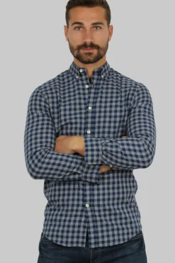 Camicia button down a quadri semi slim fit
