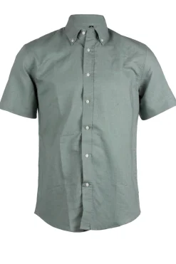 Camicia button down mezza manica in lino