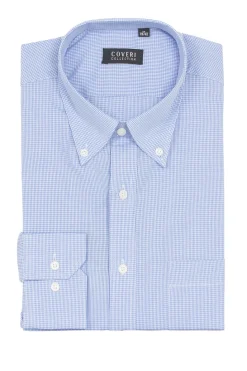 Camicia classica a quadri in puro cotone con button down