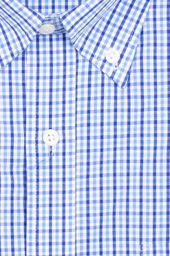 Camicia classica a quadri in puro cotone con button down