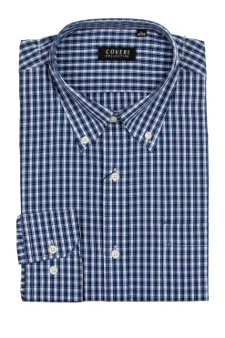 Camicia classica a righe in puro cotone con button down