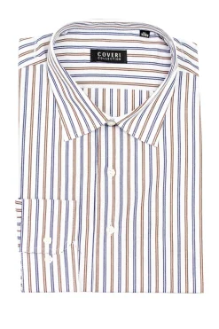 Camicia classica a righe in puro cotone con collo classico