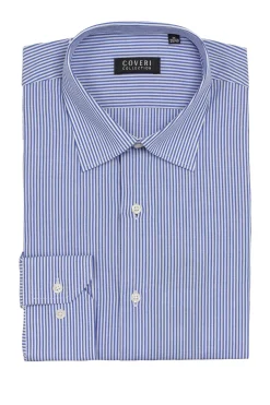 Camicia classica a righe in puro cotone con collo classico
