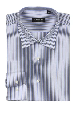 Camicia classica a righe in puro cotone con collo classico