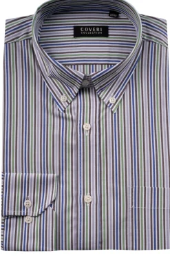 Camicia classica button down regular in puro cotone fantasia a righe
