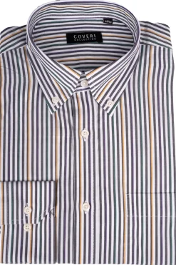 Camicia classica button down regular in puro cotone fantasia a righe