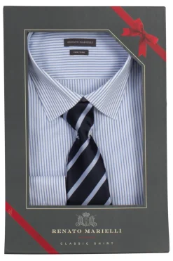 Camicia classica collo classico a righe con cravatta in scatola