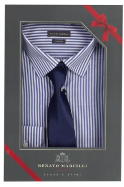 Camicia classica collo classico a righe con cravatta in scatola