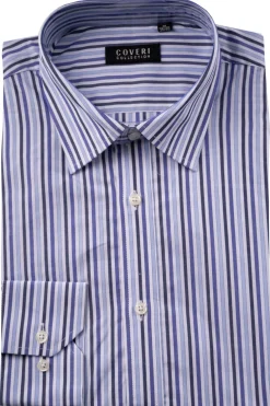 Camicia classica collo italiano in puro cotone fantasia a righe