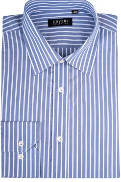 Camicia classica collo italiano in puro cotone fantasia a righe