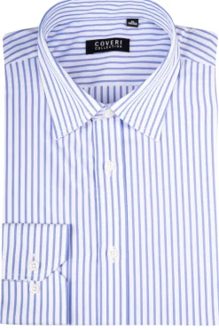 Camicia classica collo italiano in puro cotone fantasia a righe