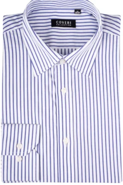 Camicia classica collo italiano in puro cotone fantasia a righe