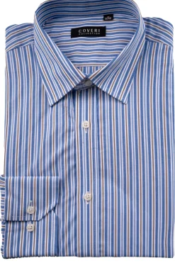 Camicia classica collo italiano in puro cotone fantasia a righe
