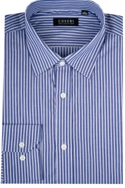 Camicia classica collo italiano in puro cotone fantasia a righe