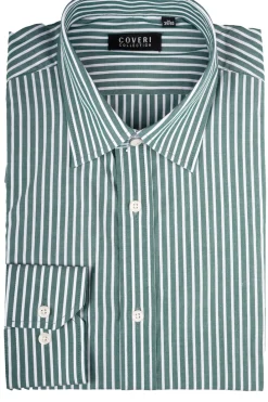 Camicia classica collo italiano in puro cotone fantasia a righe