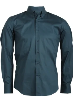 Camicia classica da uomo in cotone elasticizzato button down