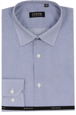 Camicia collo classico in cotone microfantasia