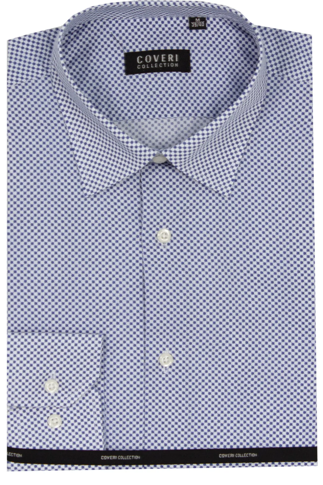 Camicia collo classico in cotone microfantasia