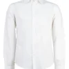 Camicia collo classico in puro lino colore bianco con logo ricamato sul cuore