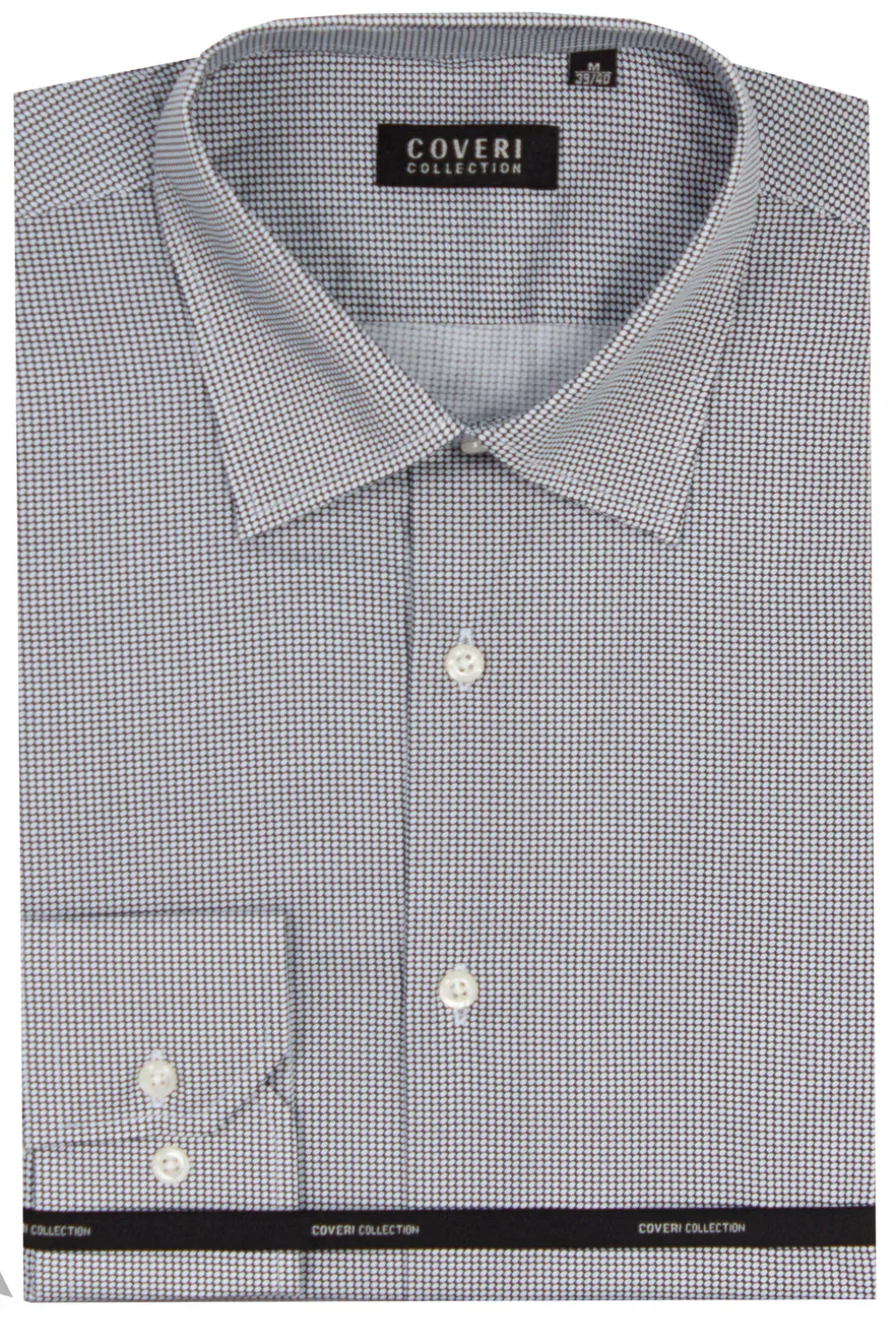 Camicia collo classico in cotone microfantasia