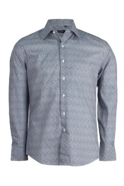 Camicia collo classico in cotone microfantasia