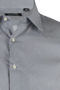 Camicia collo classico in cotone microfantasia
