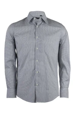 Camicia collo classico in cotone microfantasia
