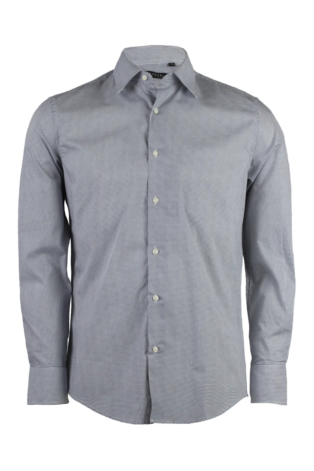 Camicia collo classico in cotone microfantasia