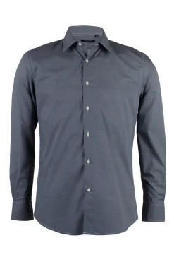 Camicia collo classico in cotone microfantasia