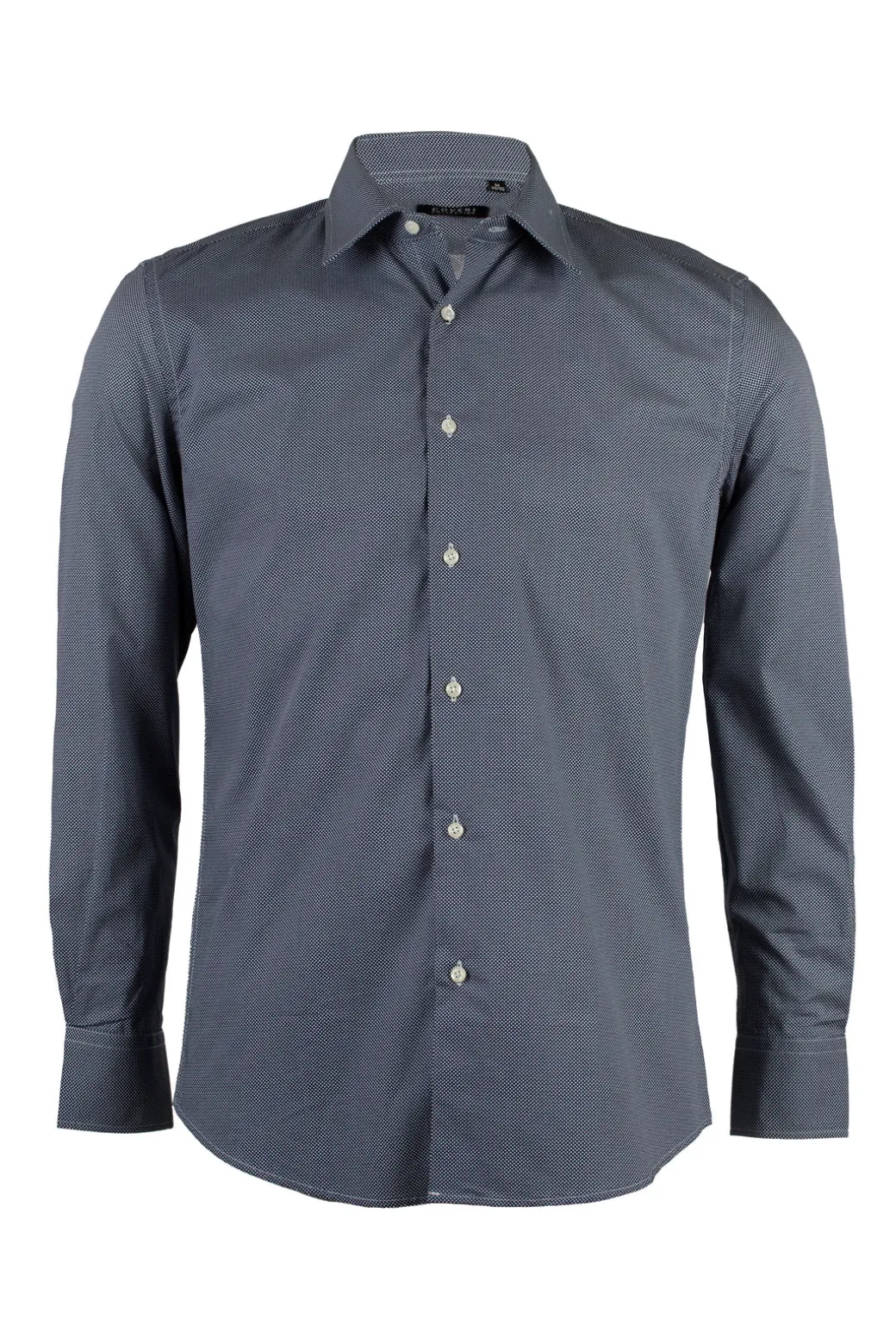 Camicia collo classico in cotone microfantasia
