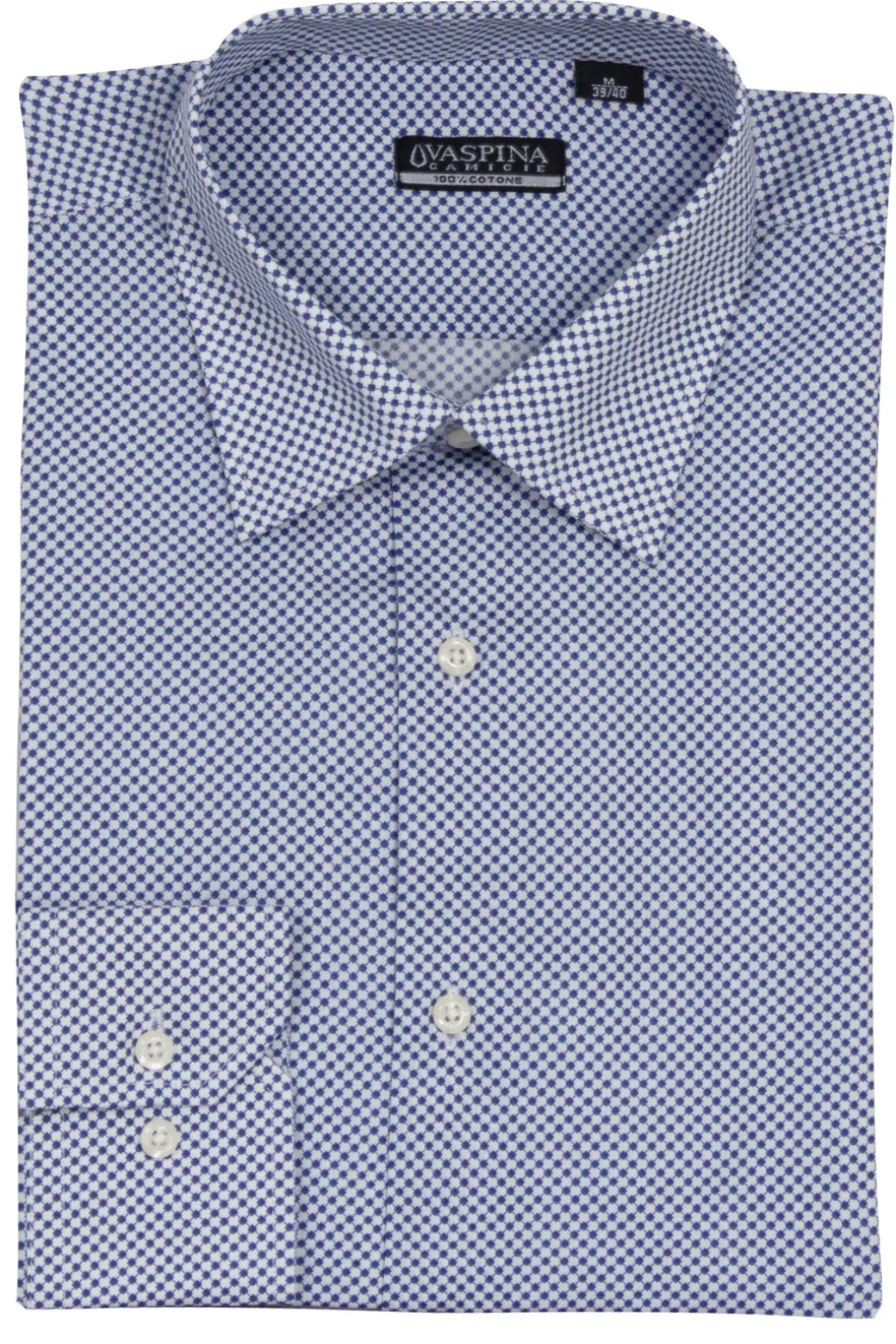 Camicia collo classico regular in cotone microfantasia