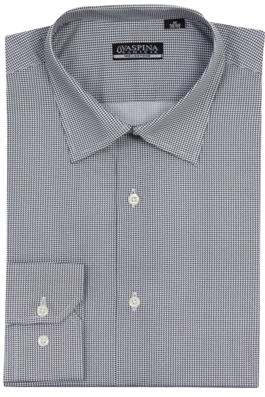 Camicia collo classico regular in cotone microfantasia