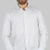 Camicia da uomo con microfantasia a contrasto