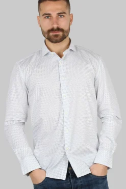 Camicia da uomo con microfantasia a contrasto