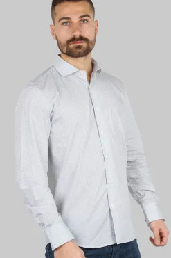 Camicia da uomo con microfantasia a contrasto