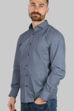 Camicia da uomo con microfantasia a contrasto
