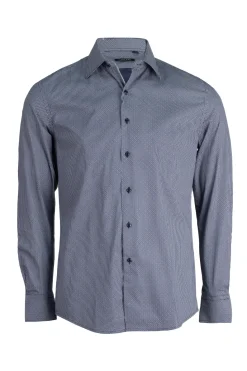 Camicia in cotone microfantasia con collo classico