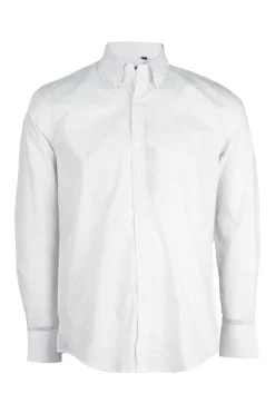 Camicia in cotone microfantasia con collo classico