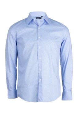 Camicia in cotone microfantasia con collo classico