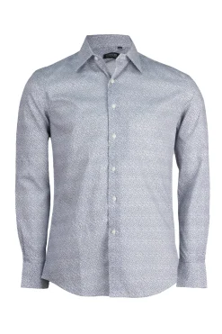 Camicia in cotone microfantasia con collo classico