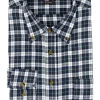 Camicia in flanella rasata a quadri grigio verde e bianco