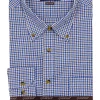 Camicia in flanella rasata a quadretti blu e grigio