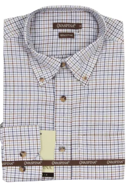 Camicia in flanella rasata a quadretti blu e grigio
