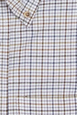 Camicia in flanella rasata a quadretti blu e grigio