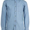 Camicia jeans con collo francese e taschino sul petto