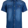 Camicia jeans manica corta con doppio taschino