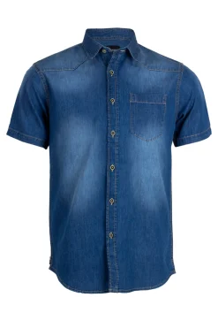 Camicia jeans manica corta con doppio taschino