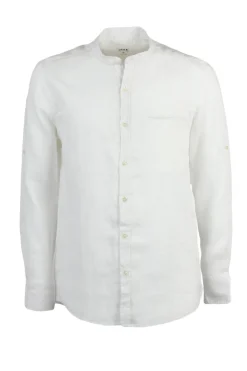 Camicia lino uomo taglia comoda con collo coreano